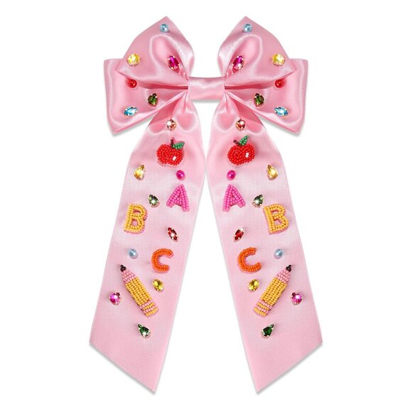 Teacher Hair Bows Rhinestone Large Clips Back To School Teacher Appreciation Gif - Picture 7 of 7